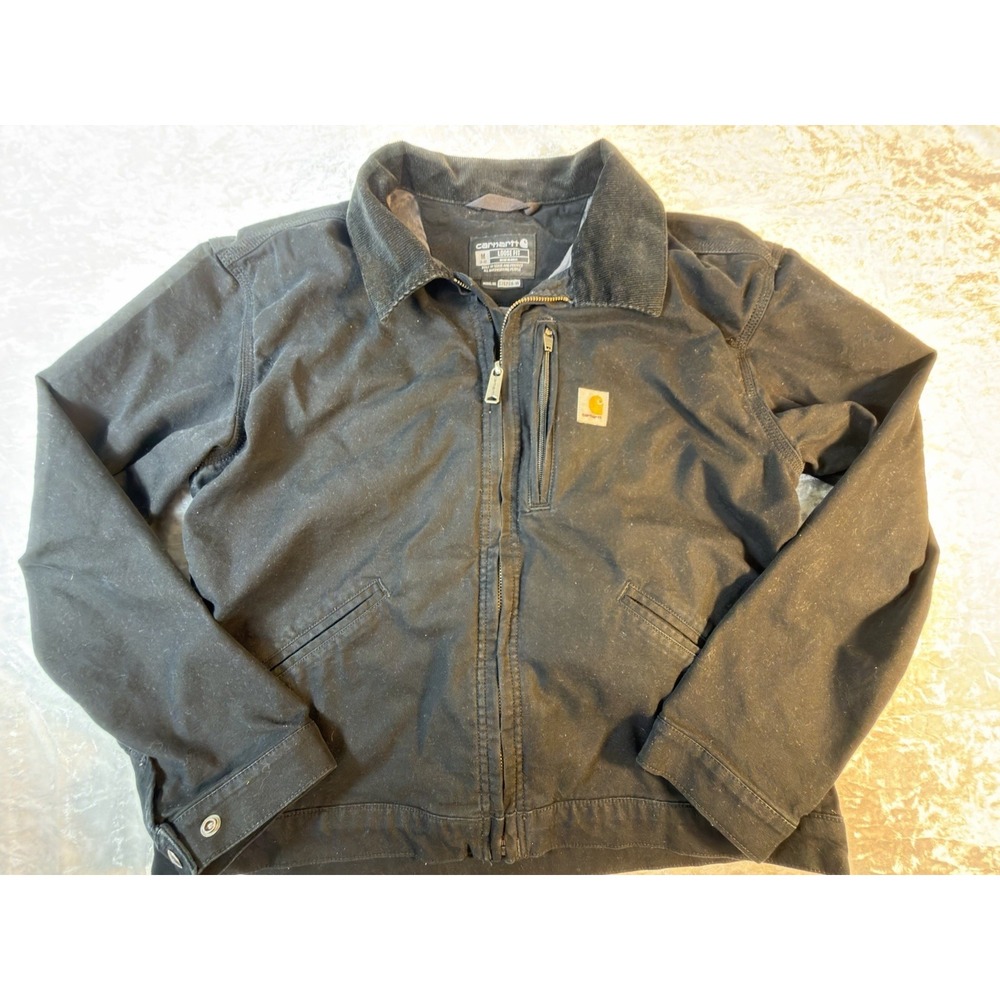 Carhartt Womens M Detroit Jacket Black Canvas Plaid Lined Workwear OJ6208-W